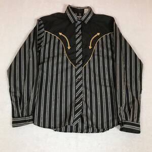 Vintage 80s Kenny Rogers Western Stripped Pearl Snap Button Up Shirt